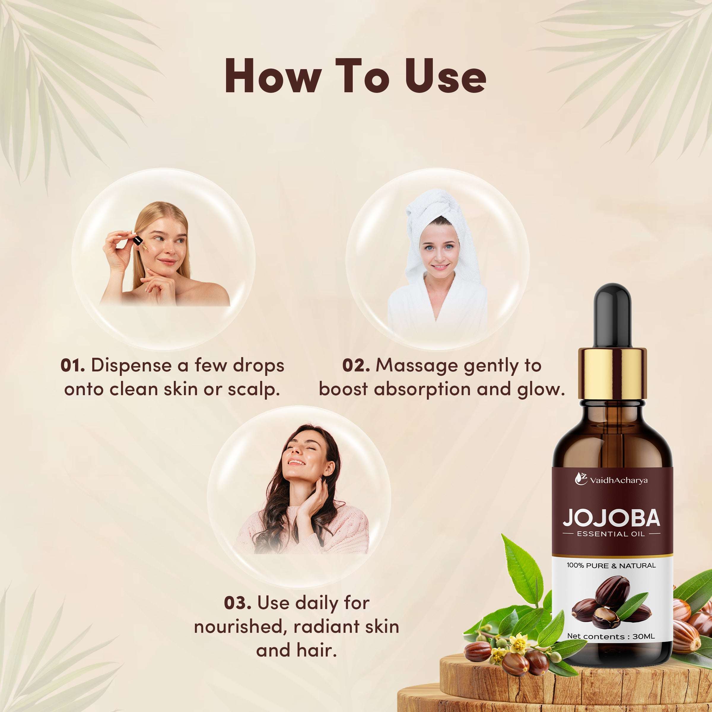 Jojoba Oil For Hair Growth, Skin & Face | 100% Cold Pressed