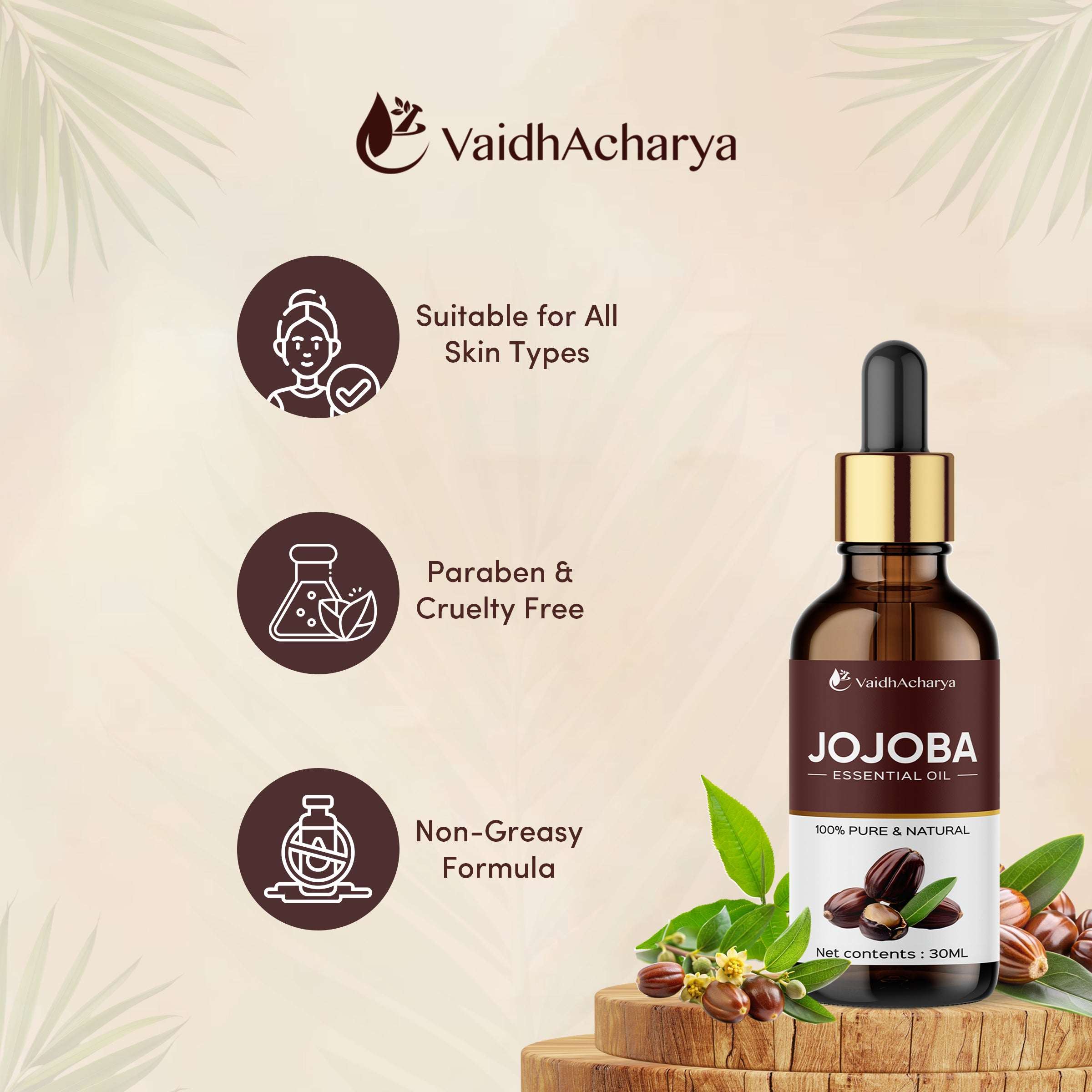 Jojoba Oil For Hair Growth, Skin & Face | 100% Cold Pressed