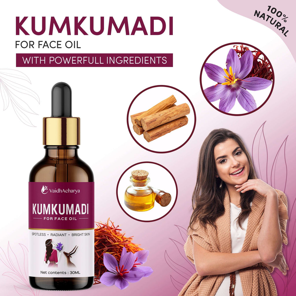Kumkumadi Face Oil For Glowing Skin, Whitening, Lightening & Pigmentation
