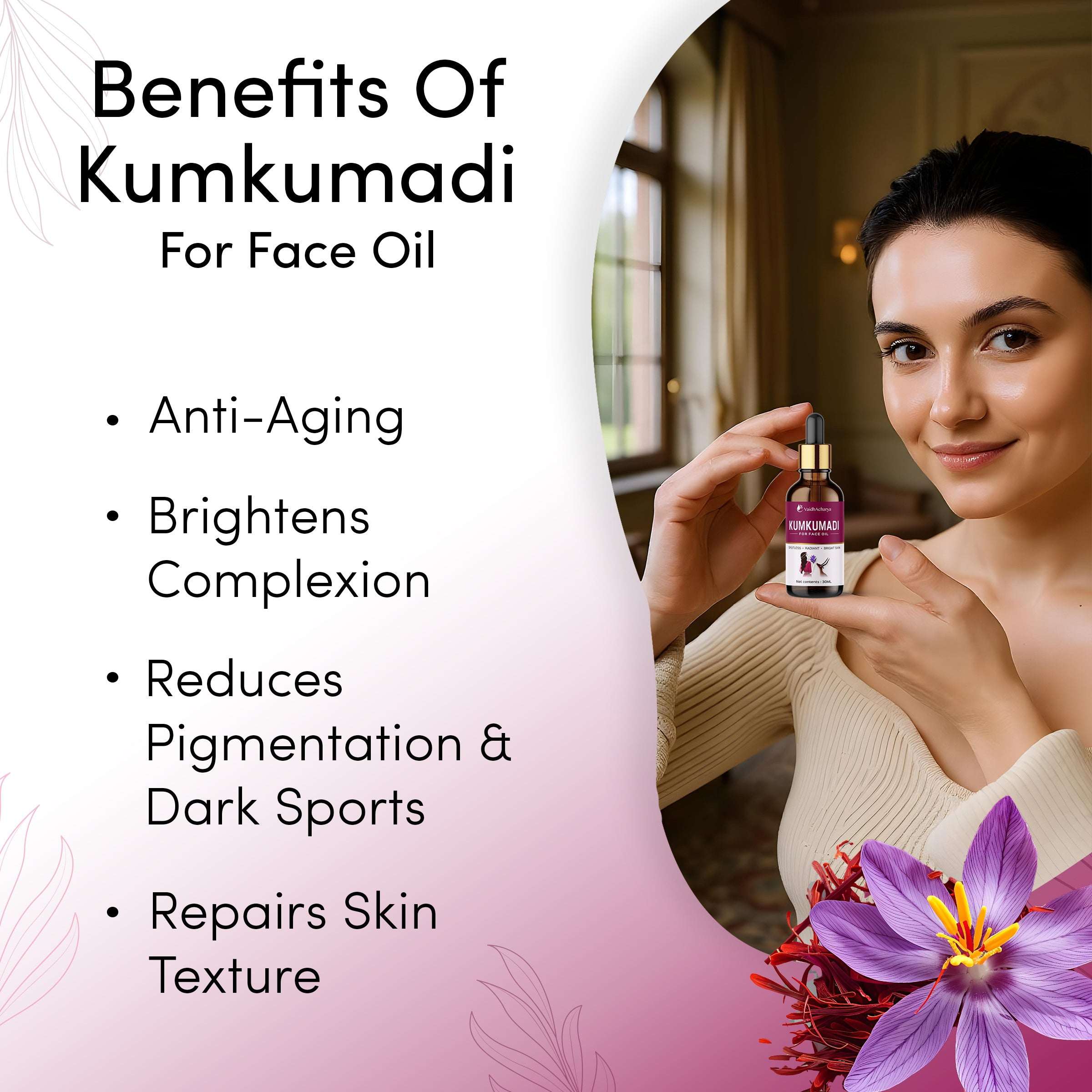 Kumkumadi Face Oil For Glowing Skin, Whitening, Lightening & Pigmentation